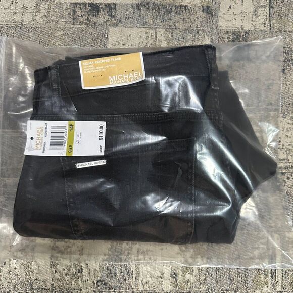 Michael Kors Women Jeans Selma Hi Rise 14P Black Selma Crop Flare $110 NWT - Picture 2 of 10